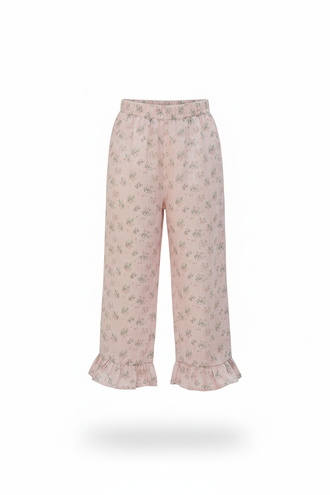 Pantalon À Bord Frangé En Lin Mélangé - Rose - vue 3