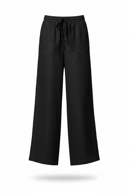 Ensemble Tunique Pantalon Lin Femme - Noir - vue 3