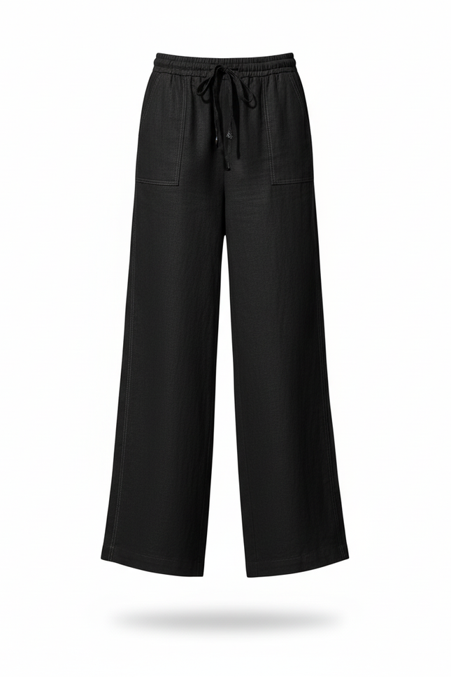 Ensemble Tunique Pantalon Lin Femme - Noir - vue 3