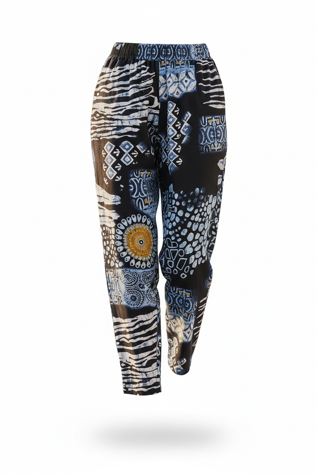 Pantalon En Lin Harem Imprimé Ethnique Fluide Femme - vue 3