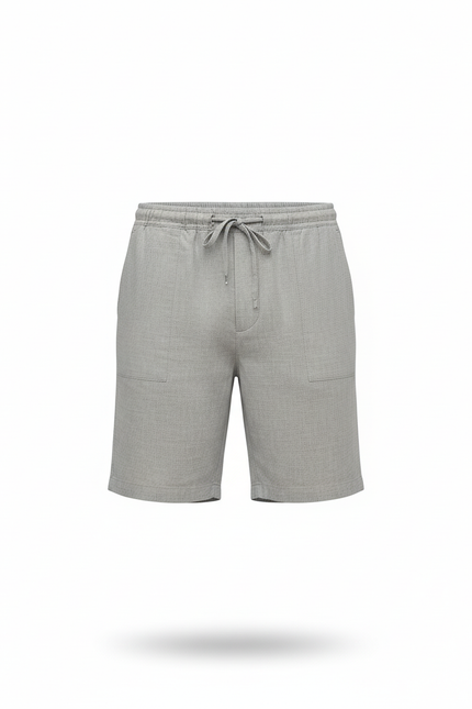 Pantalon En Lin Gris Clair Cordon Décontracté Homme - vue 3