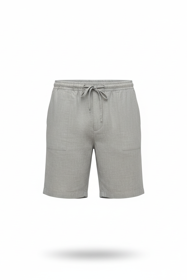 Pantalon En Lin Gris Clair Cordon Décontracté Homme - vue 3