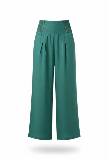 Pantalon Lin Large Grande Taille - Vert - vue 3