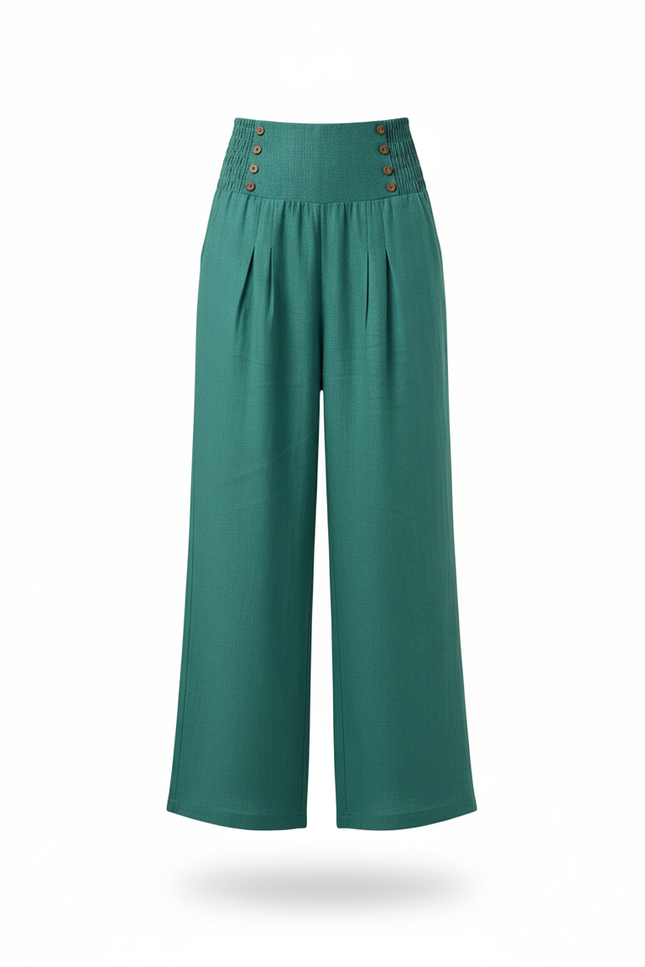 Pantalon Lin Large Grande Taille - Vert - vue 3