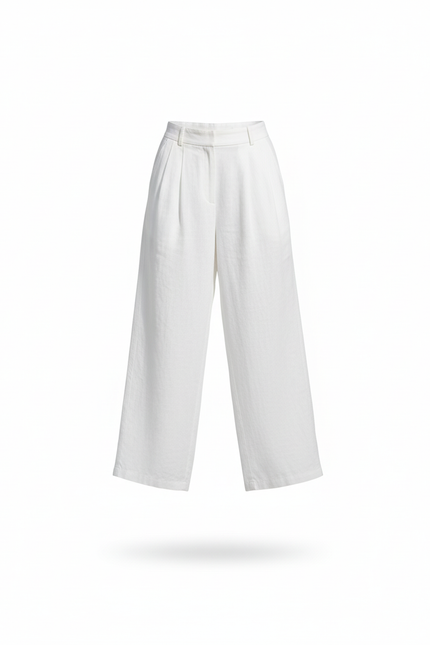 Pantalon En Lin Pas Transparent - Blanc - vue 3