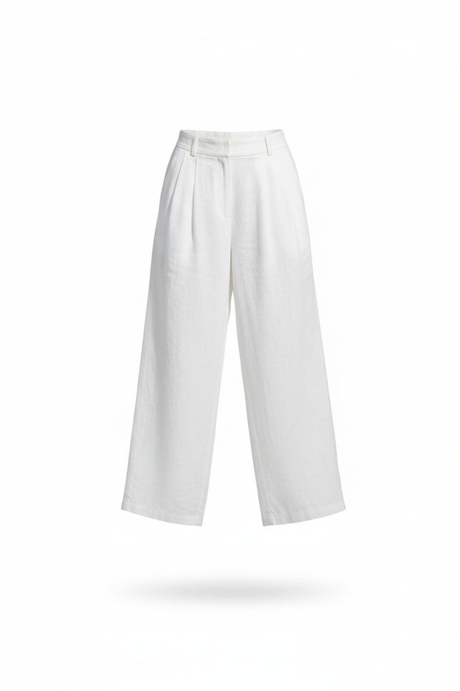 Pantalon En Lin Pas Transparent - Blanc - vue 3