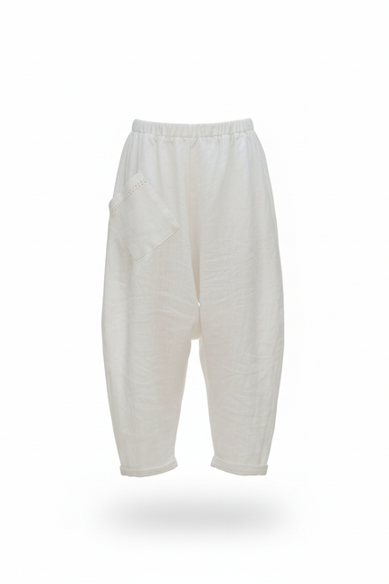 Pantalon En Lin Blanc Ample Vintage Personnalisé Harem - vue 3