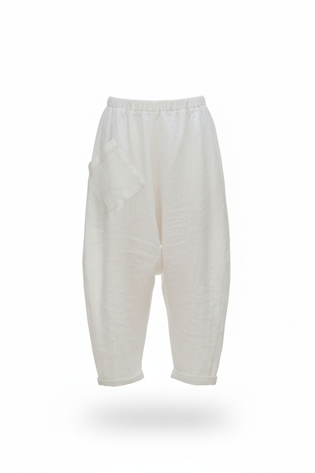 Pantalon En Lin Blanc Ample Vintage Personnalisé Harem - vue 3