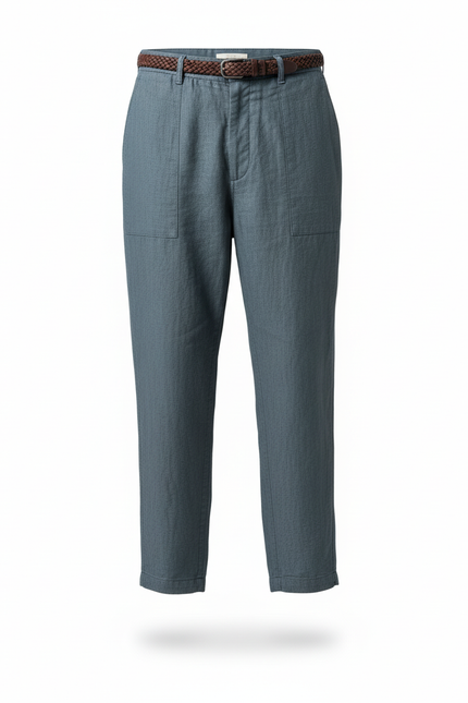 Pantalon En Lin Anthracite Ample Décontracté Homme Coton - Bleu - vue 3