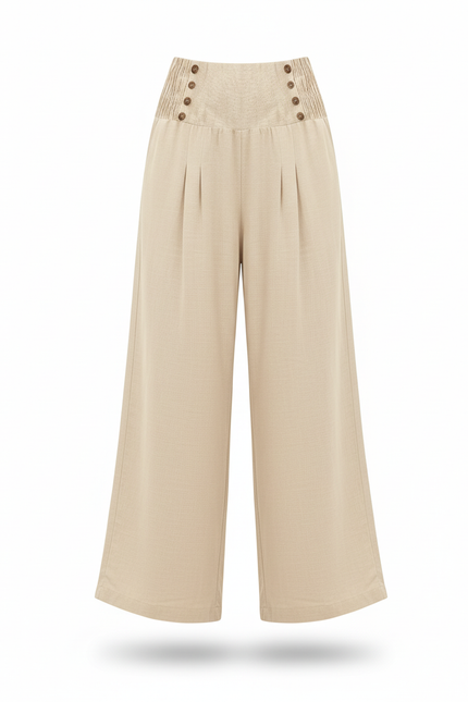 Pantalon Style Lin Femme - Beige - vue 3