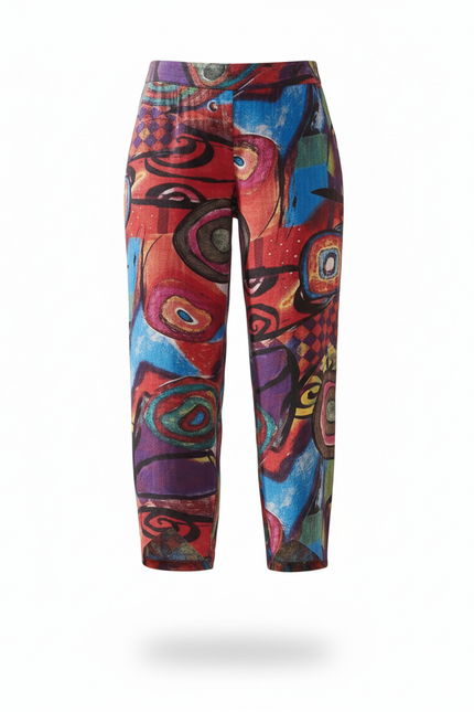 Pantalon En Lin Imprimé Coloré Ample Décontracté Femme - vue 3