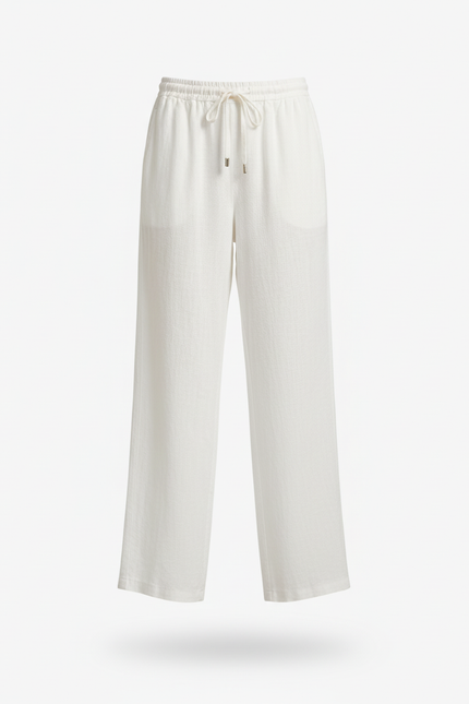 Pantalon En Lin Blanc Pour Femme - vue 3