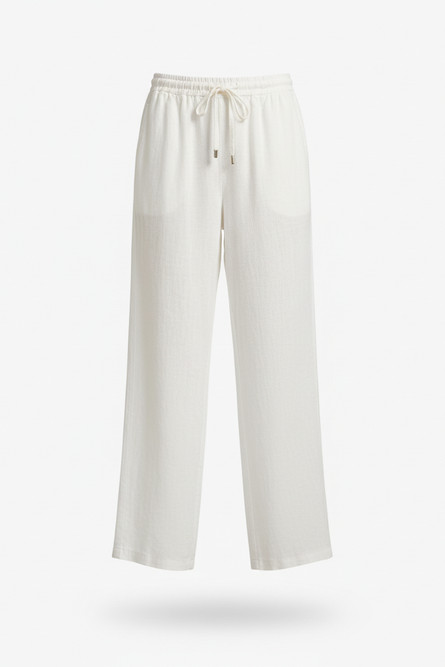 Pantalon En Lin Blanc Pour Femme - vue 3