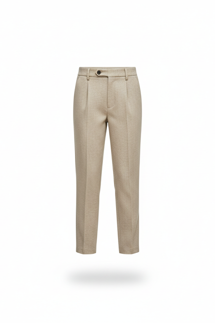 Pantalon En Lin Beige Plissé Droit Élégant Enfant - vue 3