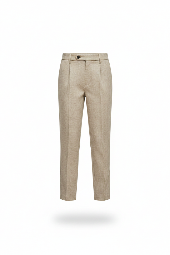 Pantalon En Lin Beige Plissé Droit Élégant Enfant - vue 3