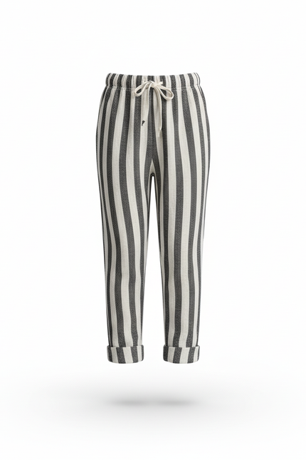 Pantalon En Lin Rayé - Multicolore - vue 3