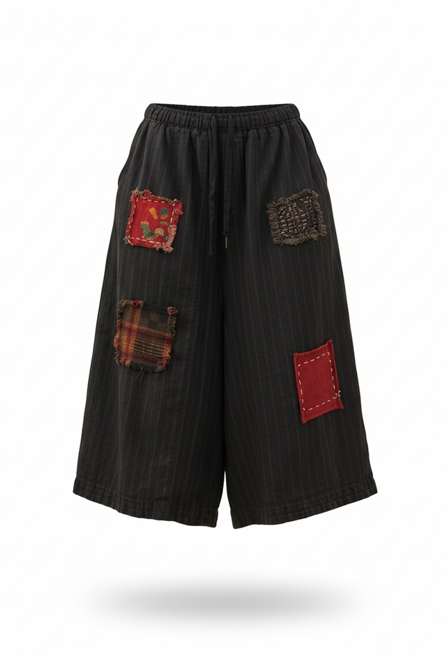 Pantalon 3/4 Lin Femme - Noir - vue 3