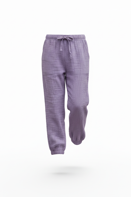 Pantalon En Lin Violet - vue 3