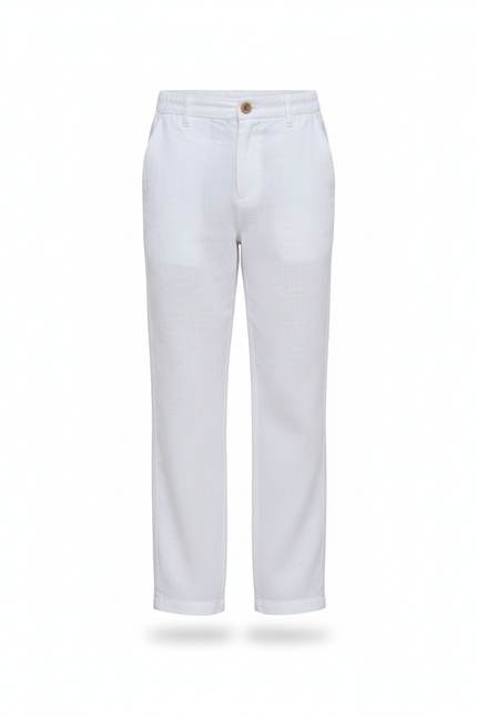 Pantalon En Lin Blanc Décontracté Garçon Léger - vue 3