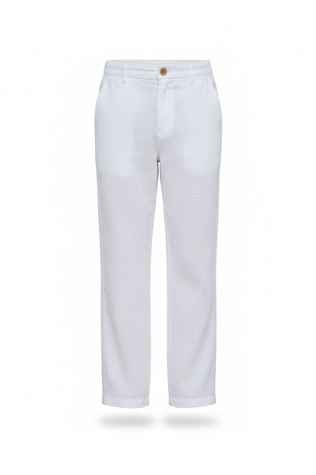 Pantalon En Lin Blanc Décontracté Garçon Léger - vue 3
