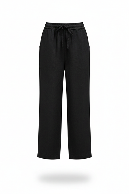 Pantalon En Lin Noir Ample Enfant Décontracté - vue 3