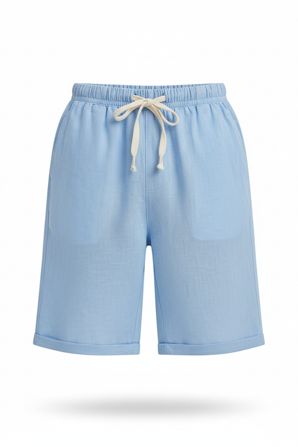 Pantalon En Lin Bleu Ciel Ample Cordon Décontracté Enfant - vue 3