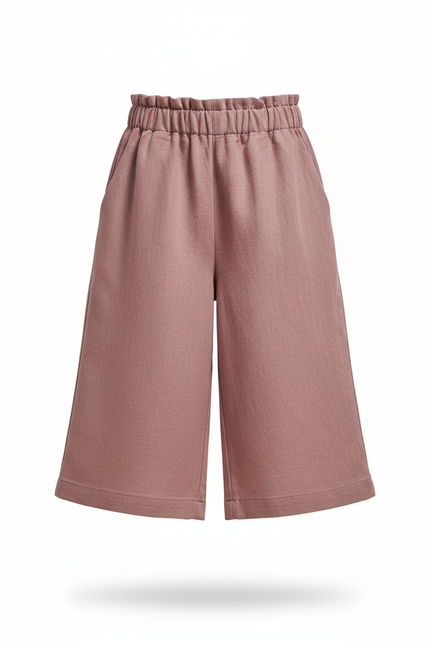 Pantalon En Lin Rose Ample Décontracté Fluide Fille - vue 3