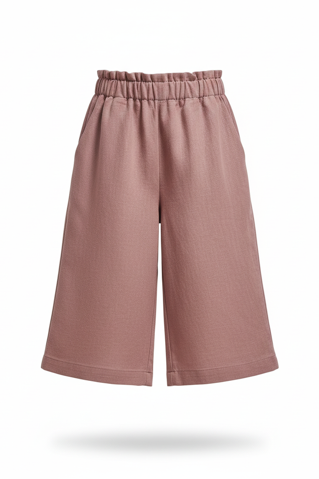 Pantalon En Lin Rose Ample Décontracté Fluide Fille - vue 3
