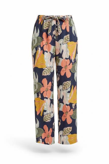 Pantalon En Lin Fleuri Ample Estival Femme - Multicolore - vue 3