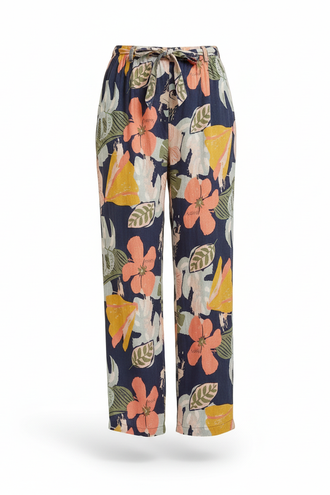 Pantalon En Lin Fleuri Ample Estival Femme - Multicolore - vue 3