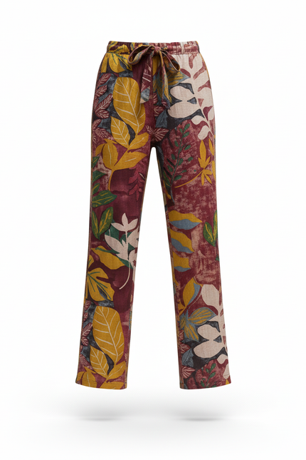 Pantalon En Lin Motif - Multicolore - vue 3