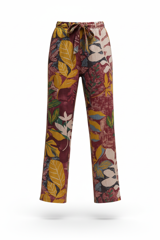 Pantalon En Lin Motif - Multicolore - vue 3