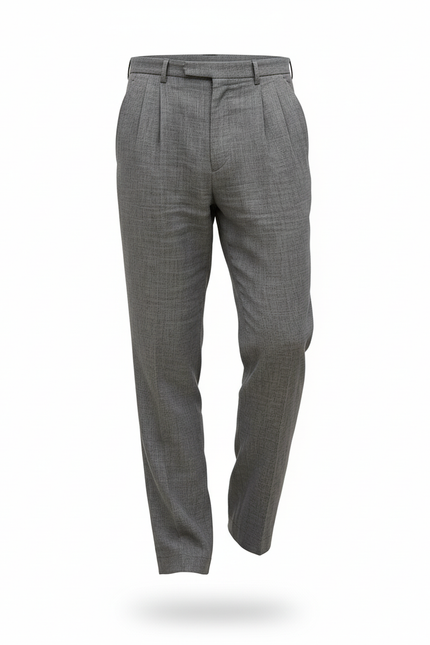 Pantalon En Lin Gris Plissé Droit Homme Élégant - vue 3