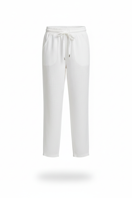 Pantalon En Lin Blanc Décontracté Droit Enfant - vue 3