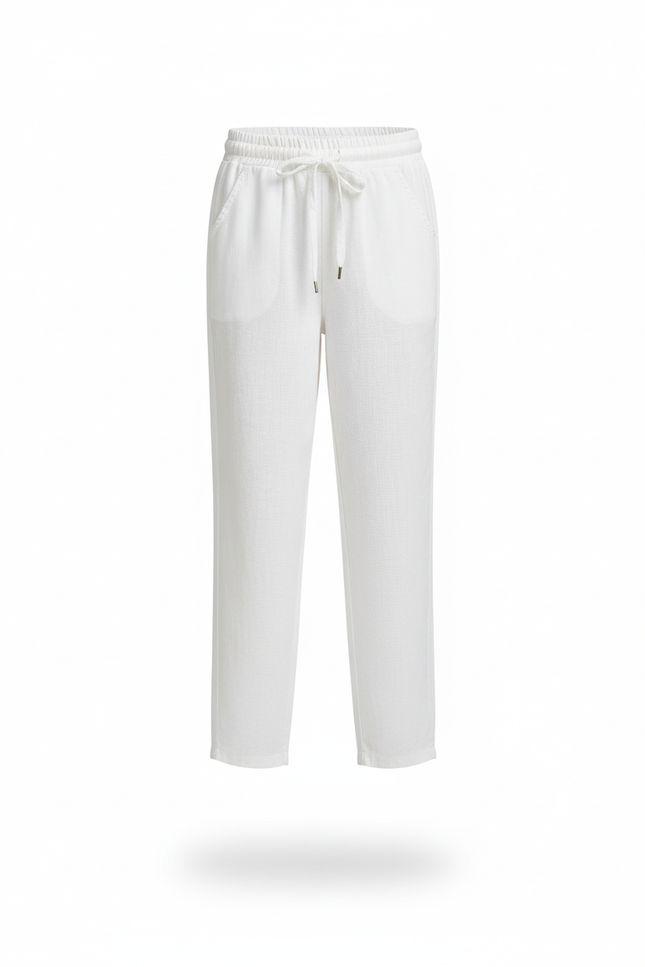 Pantalon En Lin Blanc Décontracté Droit Enfant - vue 3