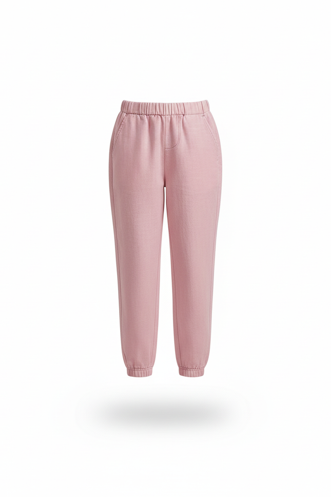 Pantalon En Lin Rose Fille Ample Décontracté Fluide - vue 3