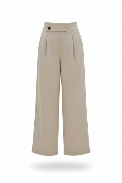 Pantalon En Lin Beige Ample Droit Enfant - vue 3