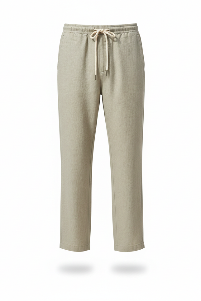 Pantalon En Lin Homme Beige Ample Droit Décontracté - vue 3