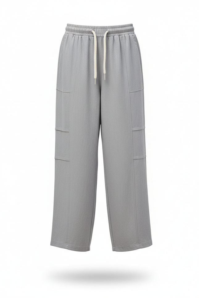 Pantalon En Lin Gris Ample Décontracté Enfant - vue 3