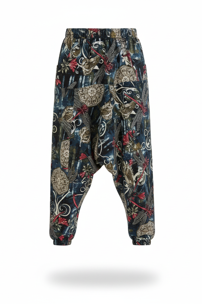 Pantalon En Lin Imprimé Harem Ample Garçon Décontracté - Multicolore - vue 3