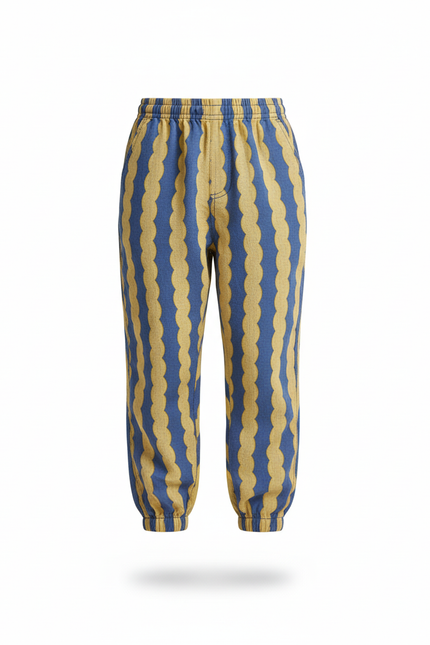 Pantalon En Lin Scallop Ondulé Bleu Jaune Enfant - Multicolore - vue 3