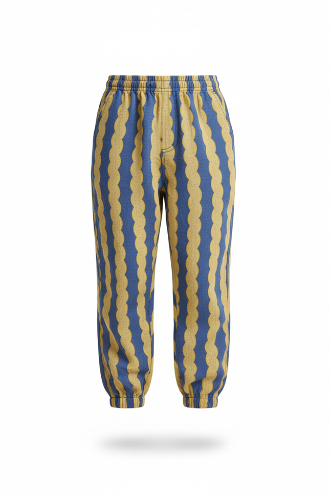 Pantalon En Lin Scallop Ondulé Bleu Jaune Enfant - Multicolore - vue 3
