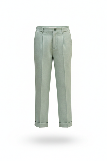 Pantalon En Lin Vert Menthe Plissé Droit Enfant - vue 3