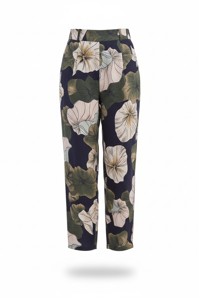 Pantalon En Lin Fleuri Fluide Ample Estival Décontracté - Imprimé - vue 3