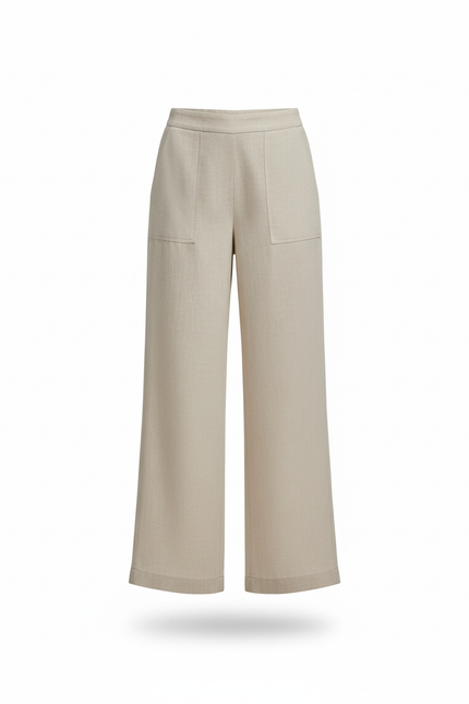 Pantalon En Lin Beige Ample Décontracté Léger Fluide - vue 3