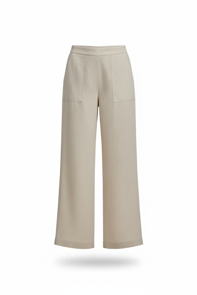 Pantalon En Lin Beige Ample Décontracté Léger Fluide - vue 3