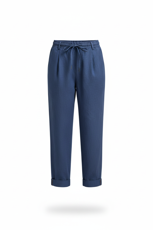 Pantalon En Lin Bleu Ample Plissé Décontracté Enfant - vue 3