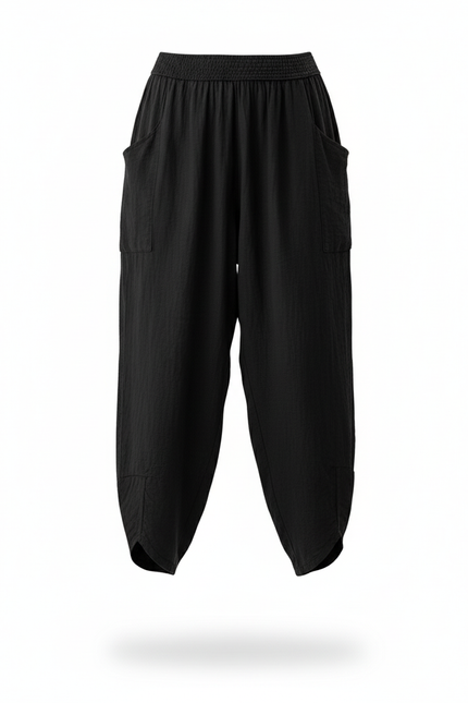 Pantalon En Lin Pour Femme Grande Taille - Noir - vue 3