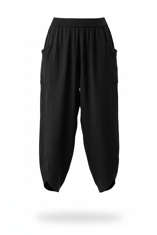 Pantalon En Lin Pour Femme Grande Taille - Noir - vue 3
