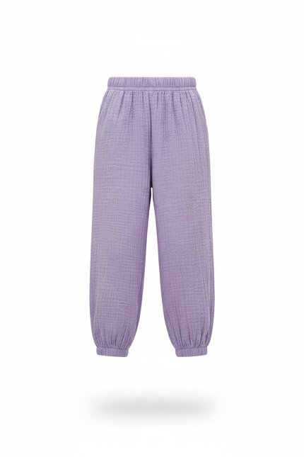 Pantalon En Lin Violet Ample Gaze Enfant Confortable - vue 3